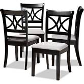 Clarke Dining Chair in Gray Fabric & Espresso Finish (Set of 4)