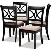Clarke Dining Chair in Sand Fabric & Espresso Finish (Set of 4)