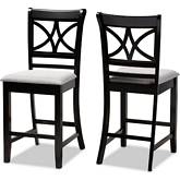 Chandler Counter Stool in Gray Fabric & Espresso Wood (Set of 2)