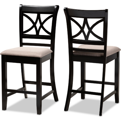 Chandler Counter Stool in Sand Fabric & Espresso Wood (Set of 2)