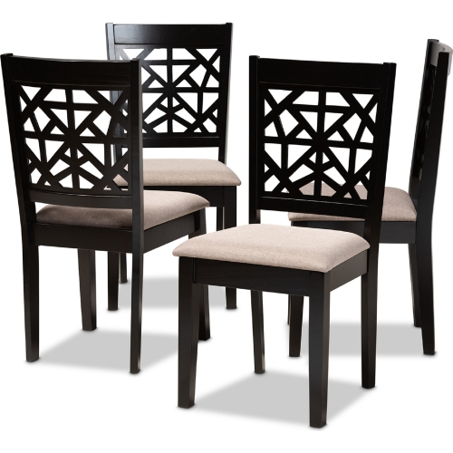 Jackson Dining Chair in Sand Fabric & Espresso Finish (Set of 4)