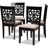 Jackson Dining Chair in Sand Fabric & Espresso Finish (Set of 4)