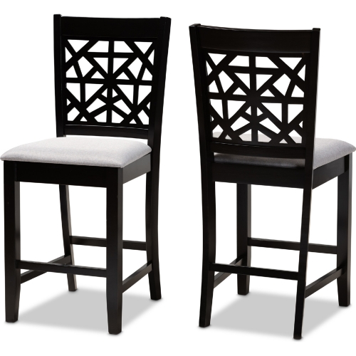 Devon Counter Stool in Gray Fabric & Espresso Finish (Set of 2)