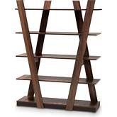 Michio Geometric Bookcase in Walnut Finish Wood