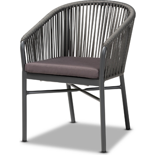 Marcus Outdoor Dining Chair in Gray Finish Rope, Fabric & Metal