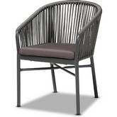 Marcus Outdoor Dining Chair in Gray Finish Rope, Fabric & Metal
