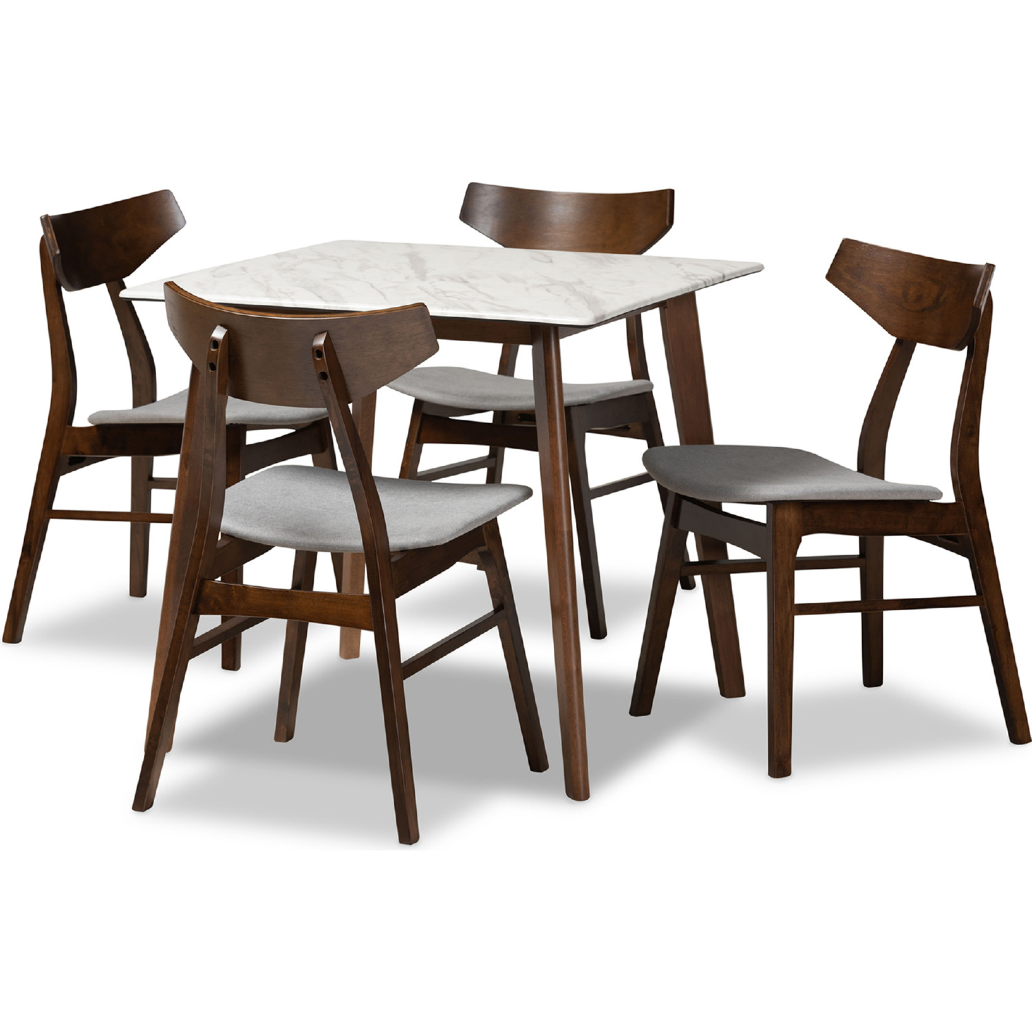 Baxton Pearson-Smoke/Walnut-5PC Dining Set Pearson Piece