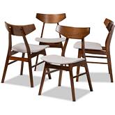 Danica Dining Chair in Gray Fabric & Walnut Finish (Set of 4)