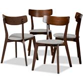 Iora Dining Chair in Gray Fabric & Walnut Finish (Set of 4)