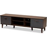 Moina 63" TV Stand in Walnut Finish & Gray Wood
