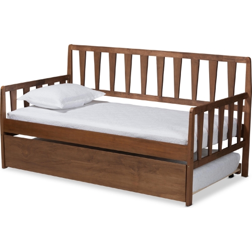Midori Twin Daybed with Trundle in Walnut Finish