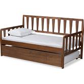 Midori Twin Daybed with Trundle in Walnut Finish