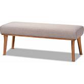 Odessa Dining Bench in Gray Fabric & Walnut Finish Wood