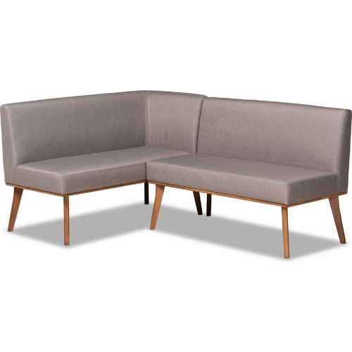 Odessa 2 Piece Dining Nook Set in Gray Fabric & Walnut Finish