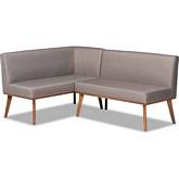 Odessa 2 Piece Dining Nook Set in Gray Fabric & Walnut Finish