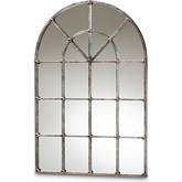 Newman Arched Window Wall Mirror in Antique Silver Finish