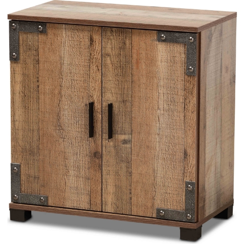 Cyrille 2 Door Shoe Cabinet in Rustic Brown Finish