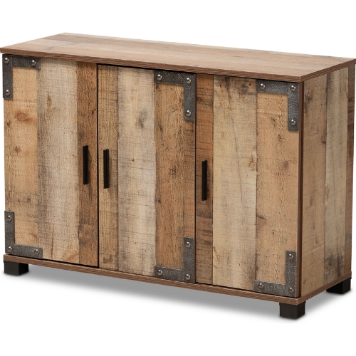 Cyrille 3 Door Shoe Cabinet in Rustic Brown Finish