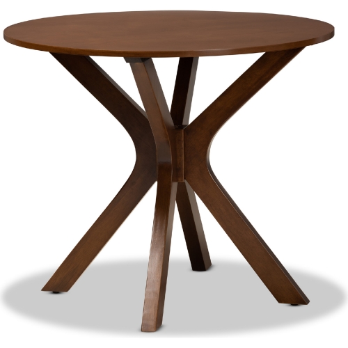 Kenji 34" Round Wood Dining Table in Walnut Brown Finish
