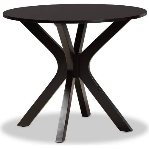 Kenji 34" Round Wood Dining Table in Dark Brown Finish