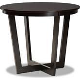 Alayna 35" Round Dining Table in Dark Brown Wood