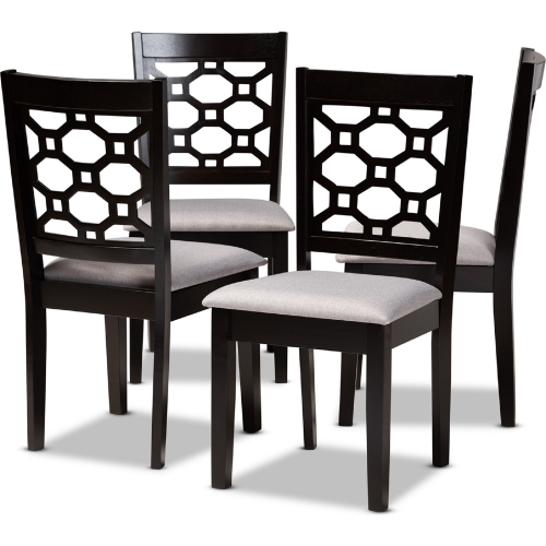 Peter Dining Chair in Gray Fabric & Dark Wood (Set of 4)
