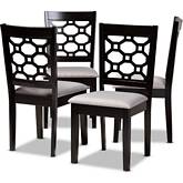 Peter Dining Chair in Gray Fabric & Dark Wood (Set of 4)