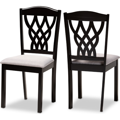 Delilah Dining Chair in Gray Fabric & Dark Wood (Set of 2)