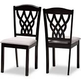 Delilah Dining Chair in Gray Fabric & Dark Wood (Set of 2)
