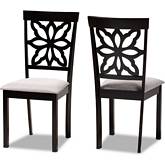 Samwell Dining Chair in Gray Fabric & Dark Wood (Set of 2)