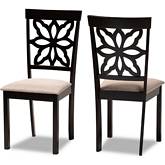 Samwell Dining Chair in Sand Fabric & Dark Wood (Set of 2)