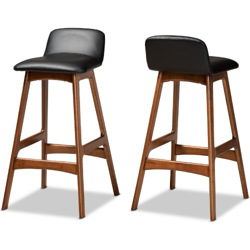 Darrin Bar Stool in Black Leatherette & Walnut Finish (Set of 2)