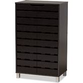 Ernest 2 Door Shoe Storage Cabinet in Dark Brown Wood