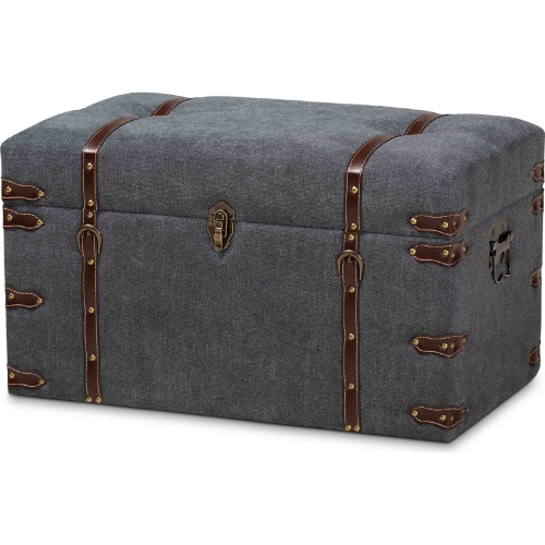 Palma Gray Fabric Storage Trunk Ottoman