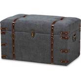 Palma Gray Fabric Storage Trunk Ottoman