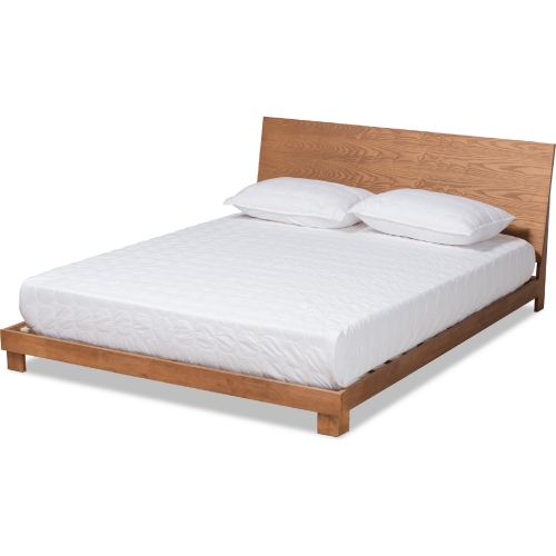 Haines Full Platform Bed in Walnut Brown Wood