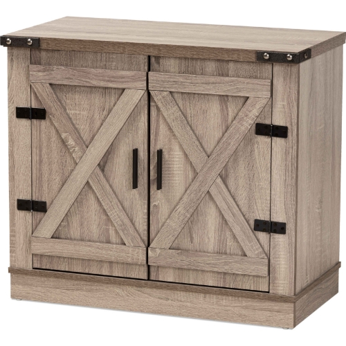 Wayne 2 Door Shoe Storage Cabinet in Oak Finish Wood