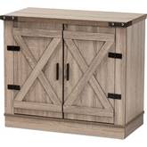 Wayne 2 Door Shoe Storage Cabinet in Oak Finish Wood