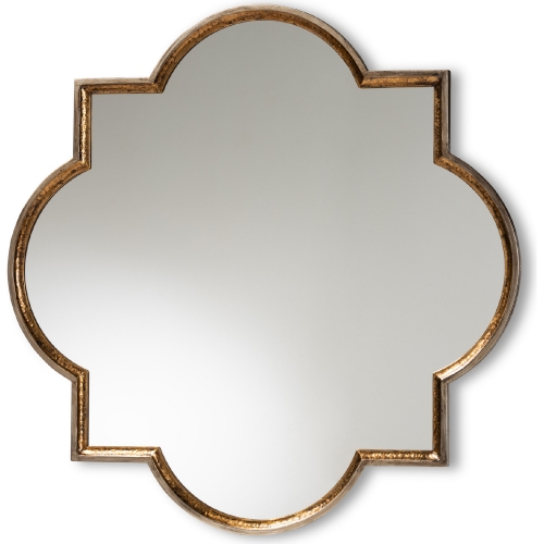 Tiana Quatrefoil Wall Mirror in Antique Bronze & Gold Metal
