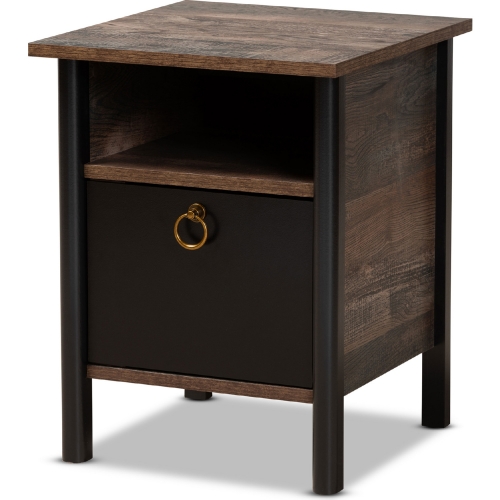 Vaughan Nightstand in Brown & Black Finish Wood