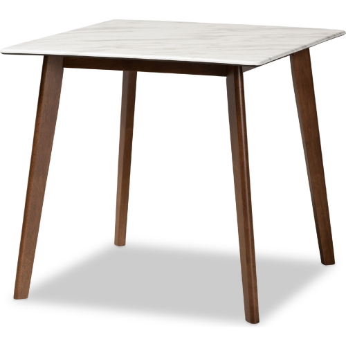 Kaylee 31" Dining Table in Faux Marble & Walnut Finish