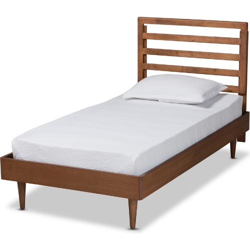 Ryo Twin Platform Bed in Walnut Finish Wood