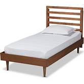 Ryo Twin Platform Bed in Walnut Finish Wood