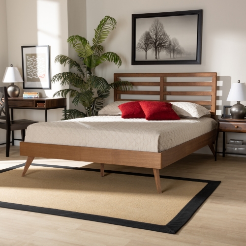 Shiro Queen Platform Bed in Ash Walnut Finish Wood