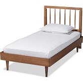 Sora Twin Platform Bed in Ash Walnut Finish Wood
