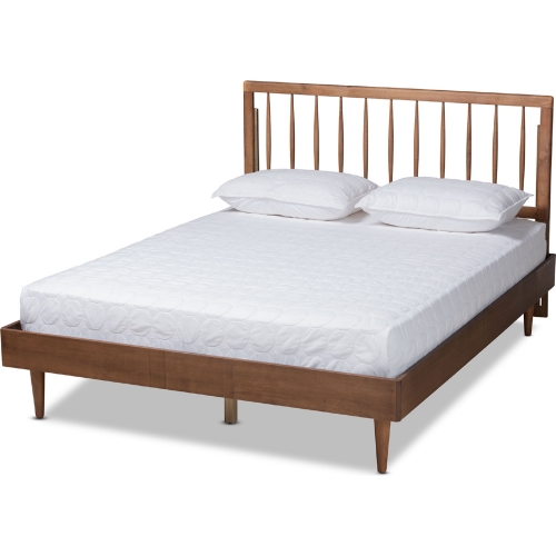 Sora Full Platform Bed in Ash Walnut Finish Wood