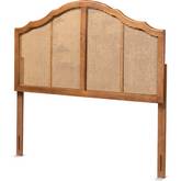 Iris Queen Arched Headboard in Ash Walnut Finish & Synthetic Rattan