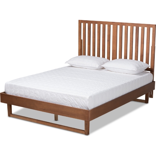 Marin Queen Platform Bed in Walnut Brown Wood