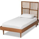 Romy Twin Platform Bed in Walnut Finish Wood