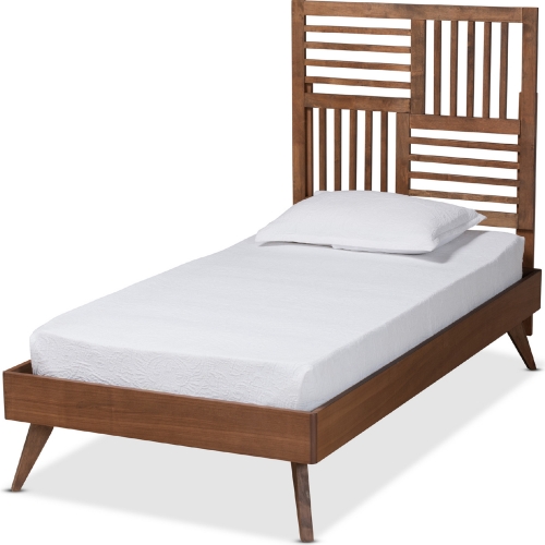 Gemma Twin Platform Bed in Walnut Finish Wood